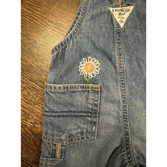 Upcycled Sustainable OshKosh B’Gosh Overalls Baby 6mo Denim Blue Jean Embroidery - Picture 6 of 9